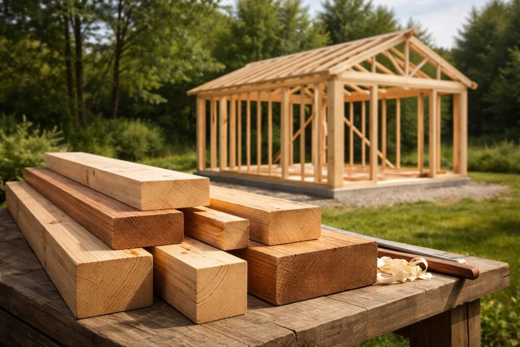 découvrez comment choisir le meilleur bois pour la construction d'un abri de jardin en ossature, en alliant durabilité, esthétique et résistance aux intempéries.