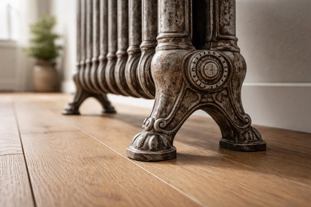 découvrez notre pied pour radiateur en fonte 100% recyclé, alliant écologie et compatibilité parfaite pour votre installation.